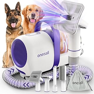 Test et avis complet sur le oneisall Aspirateur pour chiens avec brosse,Puissance d'aspiration élevée Brosse pour chiens aspirateur avec 12000 Pa,Aspire 99.99% des poils d'animaux (1,5L) avec 4 accessoires d'entretien(Pourpre)