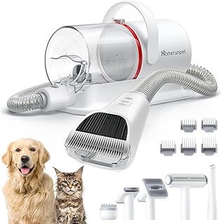 Test et avis complet sur le Homerunpet Aspirateur Poil de Chien, Ultrasilencieux & Super Aspirant Kit de Toilettage pour Animaux de Compagnie, Professionnel Tondeuse Chien Chat avec 6 Outils de Toilettage, 1,85L