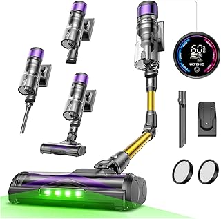 Test et avis complet sur le Ultenic Aspirateur Balai sans Fil, 55kPa Puissant pour Poils Animaux, Technologie GreenEye, Tube Pliable 65cm, Filtre HEPA H13 Anti-Allergie, 60min Autonomie, Sol Dur-Voiture-Moquette